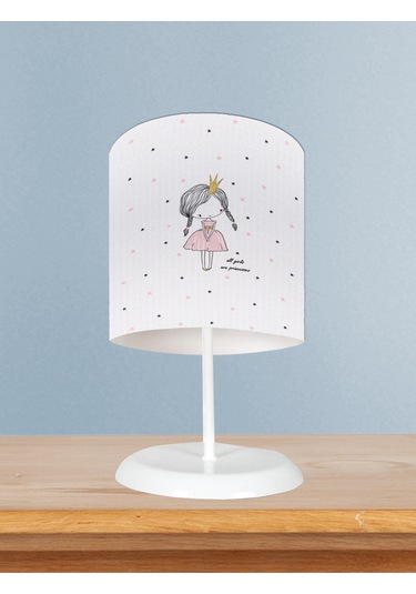 Mekta Home Bebek Ve Çocuk Odası Örgülü Saçlı Prenses Kız Desenli Abajur