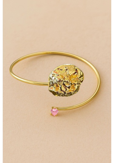 Gold Pembe Kalpli Pazu Bandı Üst Kol Bilekliği Ayarlanabilir Gold