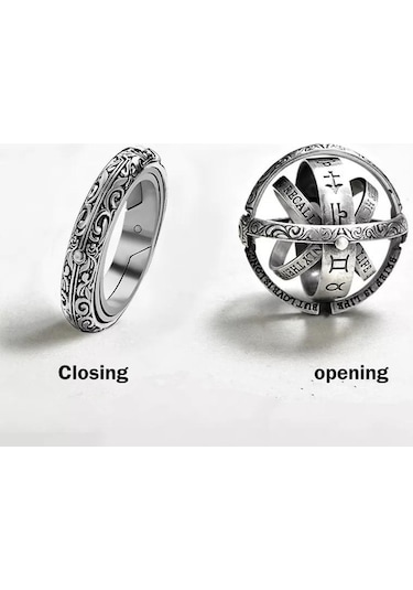 Novahub 1 Adet Moda Astronomik Küre Yüzükler Kadınlar Erkekler İçin Yaratıcı Karmaşık Dönen Kozmik Parmak Yüzüğü Takı Gümüş - 7 Gümüş