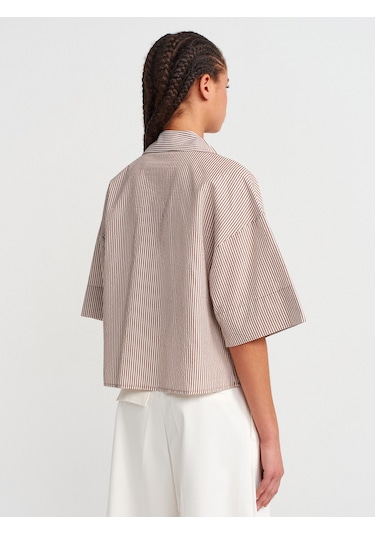 Dilvin 50495 Oversize Cepli Gömlek-kahve Kahve