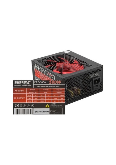 Everest Eps-500a Real 500w Peak-550w 4 Sata 12cm Fanlı Oyuncu Pc Power Supply