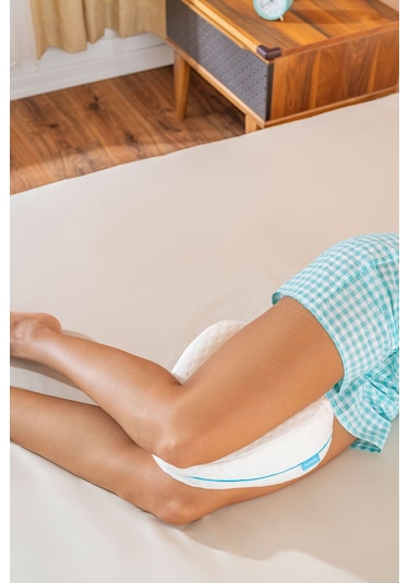 Visco Kalp Model Diz Arası Ortopedik Yastık Bacak Arası Yastık Visco Yastık 25 25 15cm Beyaz