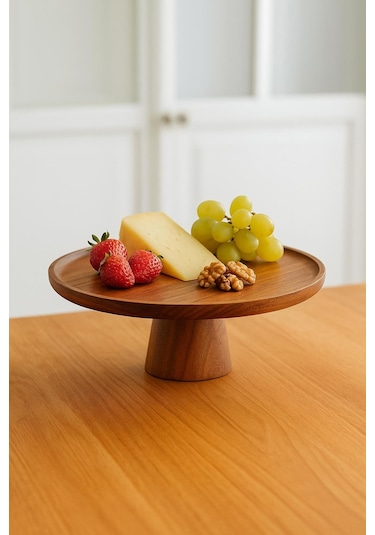 Akasya Ayaklı Sunumluk & Sunum Tabağı & Sunum Servisi 25x25x10 Cm Ahşap