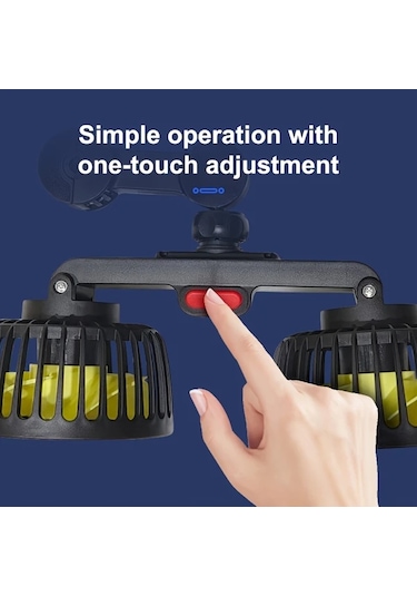 Willowhaven Siyah Fanlı Ultra Sessiz Araç Fanı Çift Fanlı 360 Derece Dönebilir Katlanır Taşınabilir