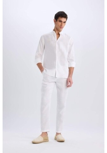 DeFacto %100 Keten Normal Kesim Crop Duble Paça Yazlık Beyaz Kumaş Pantolon C1826AX25SMWT32 DeFacto %100 Keten Normal Kesim Crop Duble Paça Yazlık Beyaz Kumaş Pantolon C1826AX25SMWT32