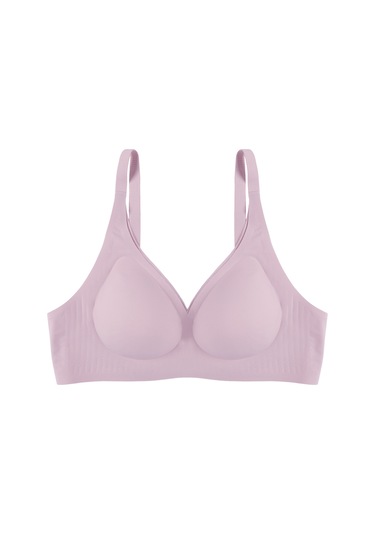 Balensiz Lazer Dikişsiz Kaplı Dekolteli Büstiyer Sütyen Pembe