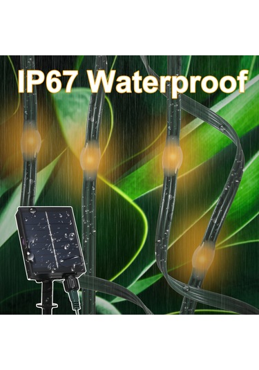 Springsun 200 Led Solar Enerji Işık Zinciri, 20 Metre, Ip67 Su Geçirmez, Uzaktan Kumanda, 4 Seviye Parlaklık, 1200mah Batarya, Islak Beyaz Diğer