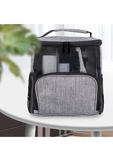 Suntek Seyahat Kozmetik Çantası Fermuar Asılı Örgü Kozmetik Tren Çantası Kadın Erkek Gri Çok Renkli