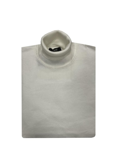 Erkek Slim Fit Ekru Boğazlı Erkek Triko-7040 Ekru