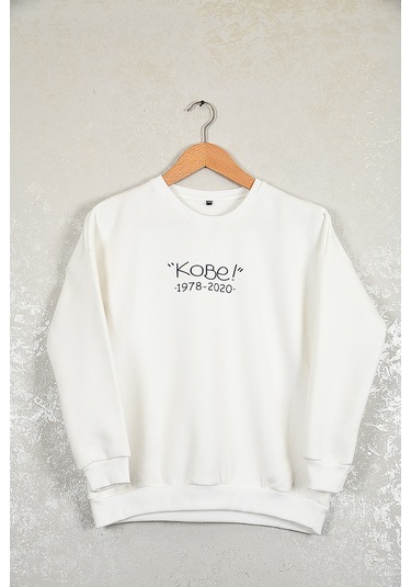 Çocuk Kobe Oversize Baskılı Pamuklu Uzun Kollu Bisiklet Yaka Swe Beyaz