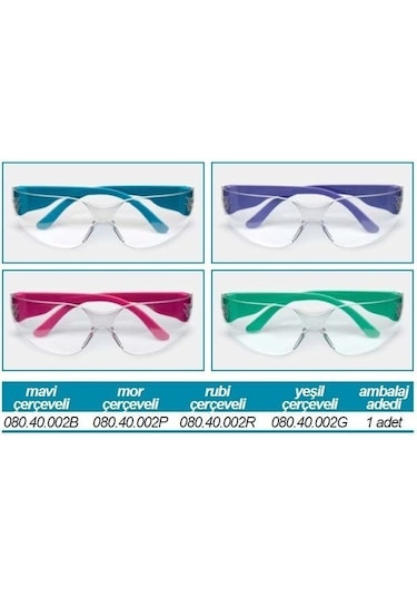 İSOLAB 080.40.002B koruyucu gözlük - mavi (1 adet)