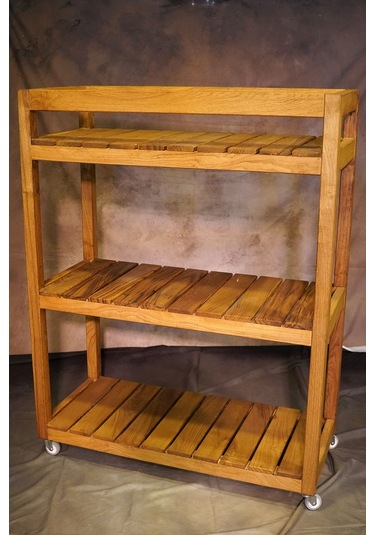 Ahşap Tekerlekli Banyo Organizer 90cmx40cmx116cm