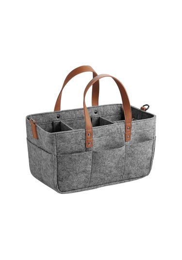 Vkemall Küçük Boy Koyu Gri Felt Materyal Bebek Malzemeleri Saklama Çantası - Büyük Kapasiteli, Taşınabilir, Yeniden Kullanılabilir Koyu Gri