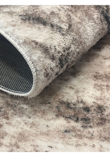 Raschel Carpet Çizgi Desenli Kahverengi Kaymaz Taban Kalın Peluş Halı - Yolluk
