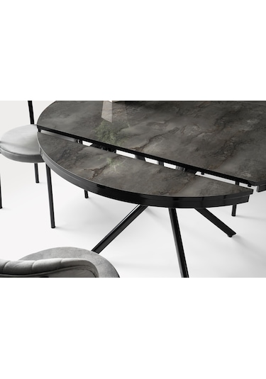 Bade Mdf Oval Highgloss Açılır Mutfak Masası 73x120 001