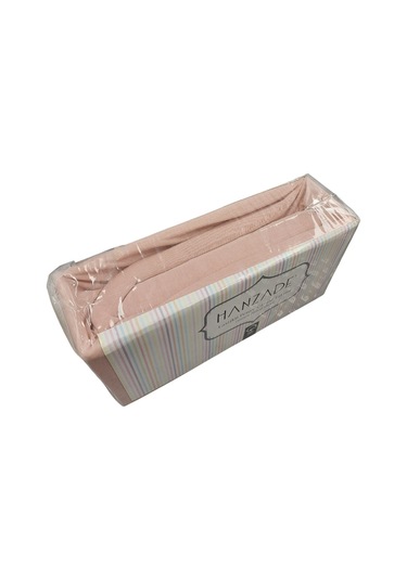 Hanzade %100 Pamuk Penye Lastikli Çift Kişilik Çarşaf Seti 160x200+30 - Pudra Pudra