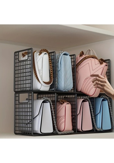 Fochsia Beyaz 3 Katlı Metal Çanta Ve Aksesuar Depolama Askılı Raf Ve Çekmeceli Stackable Düzenleyici Ahşap