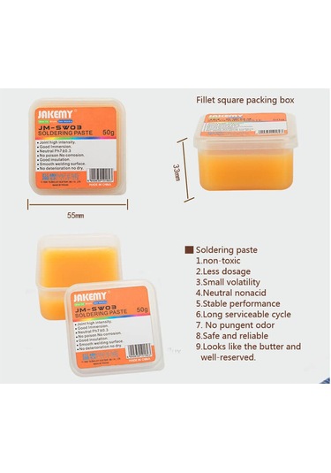 Jakemy JM-SW03 Porfesyonel Lehimleme Asitsiz Lehim Pastası Krem Flux 50gr