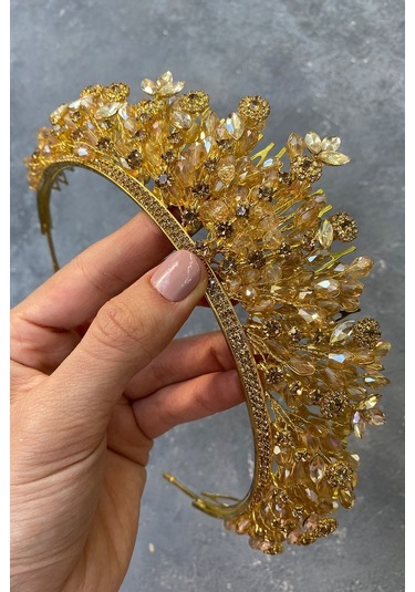 FdayAksesuar En Güzel Gelinlere Özel Akbahar Kristal Boncuklu Gelin Kına Tacı FRDY31656