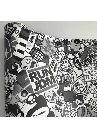 50x300 Cm Kendinden Yapışkanlı Araba Sticker Bomba Wrap Folyo Jdm Kafatası Graffiti Karikatür No 4 30cm X 152cm 1 Piece Set