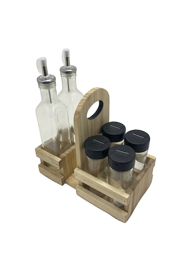 Ahşap Doğal Baharatlık Yağdanlık Ve Peçetelik Takımı Set Kavak-ıhlamur 1 Set Ahşap