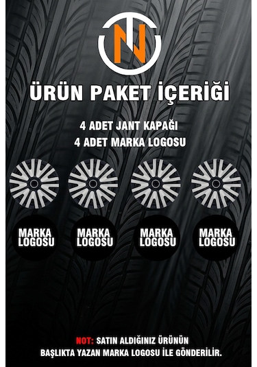 Ford Escort 15 İnç Jant Kapağı Takım Siyah Gri C108