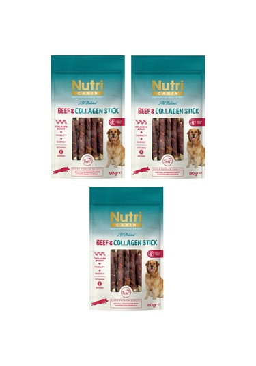 Nutri Canin Sığır Eti Sargılı Kolajen Çubuk Tahılsız Köpek Et Ödülü 80 G X 3 Adet