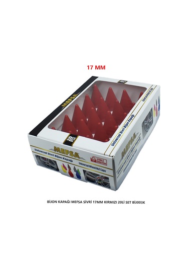 Bijon Kapağı Sivri 17 Mm Kırmızı 20 Li Set