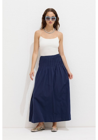 Manuka Nervürlü Vual Etek Lacivert