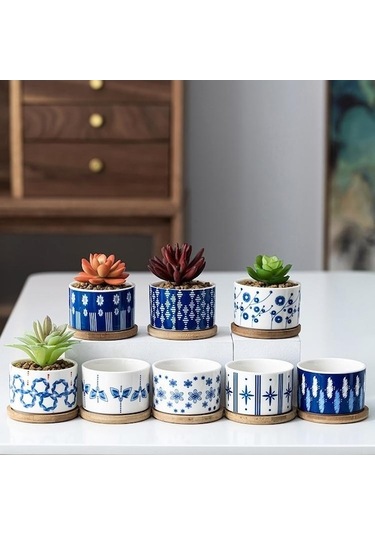 Novahub Seramik Saksı Sanat Vazo Ekici Süsler Ev Dekor Bahçe Dekorasyon Bonsai Etli Saksı Saksı No.6 No.6