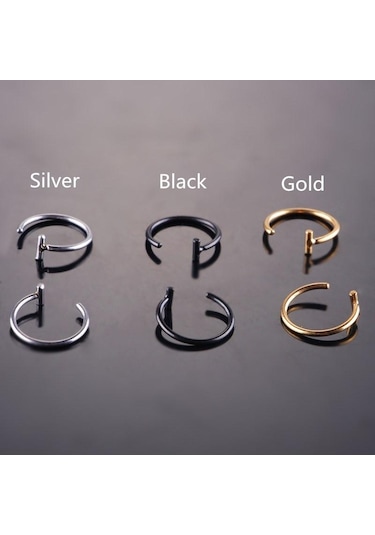 Gümüş 1 Adet Unisex Moda Punk Tarzı Sahte Dudak Piercing Halkası Burun Halkası Vücut Piercing Takı Hediyeler 0.8 8 Gümüş