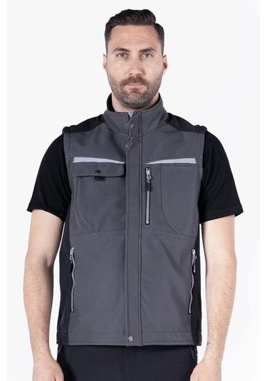 Softshell Yelek Gri - Siyah