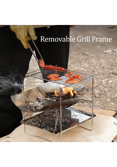 Ranyeek Tahta Isıtıcı Ve Barbekü Izgarası - Çelik Materyal, Taşınabilir Çadır Kamp Aleti Çok Renkli