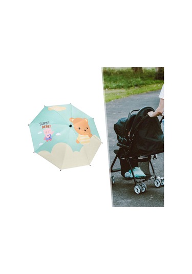 Suntek Bebek Arabası Şemsiyesi Kelepçeli Seyahat Yaz Ayı Ayı Çok Renkli