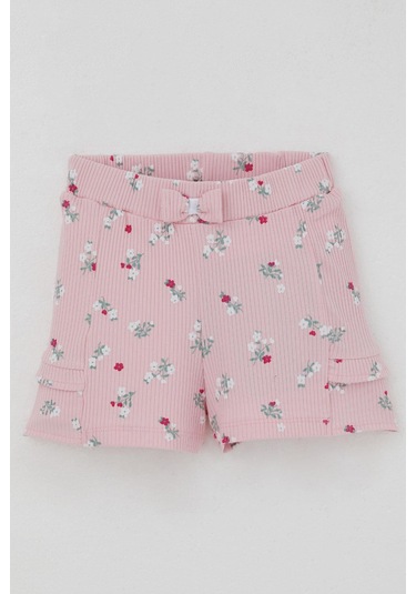 Breeze Kız Bebek Şortlu Takım Çiçek Baskılı Kelebek Nakışlı Düğme Aksesuarlı 6 Ay-2 Yaş, Ekru Ekru