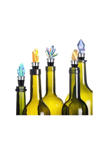 Moly 10 Adet Şarap Tıpası Ve 5 Adet Şişe Açacağı Seti Gümüş Metal Gümüş