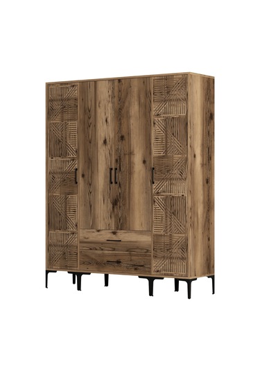 Variant Kumsal 4 Kapılı Ptp Gardrop - Ceviz / Ceviz