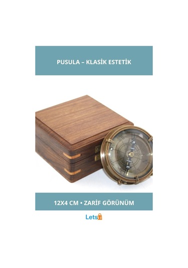 Ahşap Kutulu Zarif Pusula 12x4 Cm 1 Adet