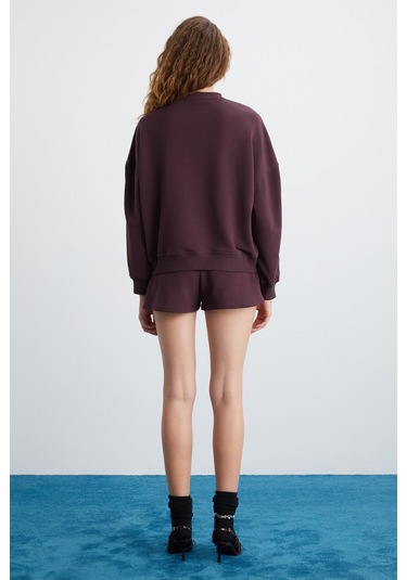 KEIRY 3 İplik Kadın Koyu Mor Sweatshirt