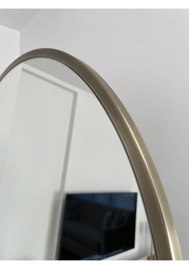 Effe Pirinç Eskitme Çerçeveli 180x70 Cm Ayaklı Oval Boy Aynası