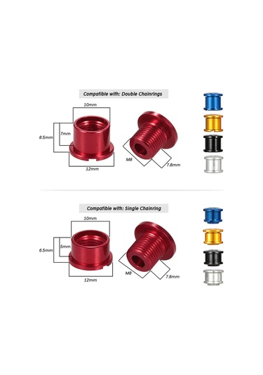Lixada Set 5 Chainwheel Cıvata 7075 Alüminyum Alaşımlı Crankset Siyah