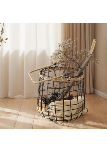 Homyl Avlu İç Ve Dış Mekan Oteli Için Duvara Asılan Sepet Siyah