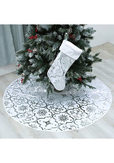 Noel Ağacı Etkisi Ve Büyük Çoraplı Dekoratif Set - Beyaz Poliester, Yıldızlı Desen, Ev Partisi Ve Ev Dekorasyonu İçin Kullanıma Uygun