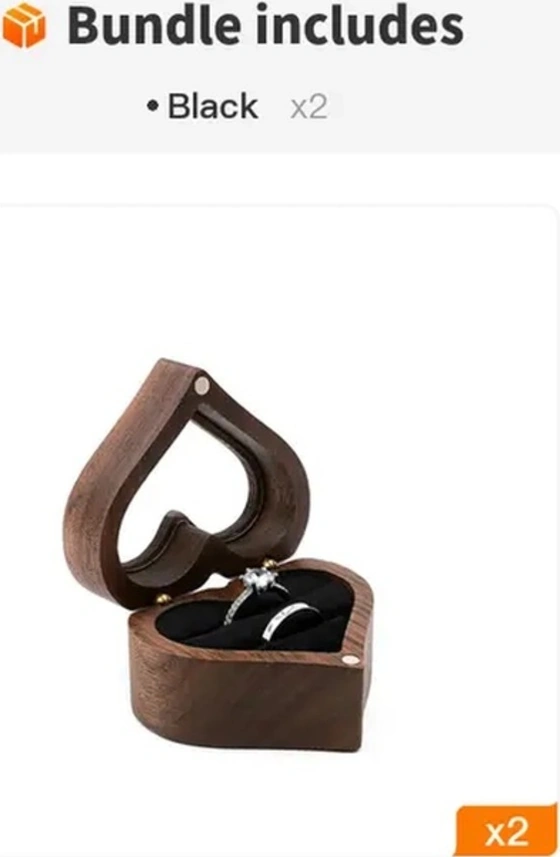 Trendooze Şanslı Kalpler İçin Beyaz Ahşap Nişan Kutusu, 2 Yüzük Kapaklı, Düğün Hazırlıkları