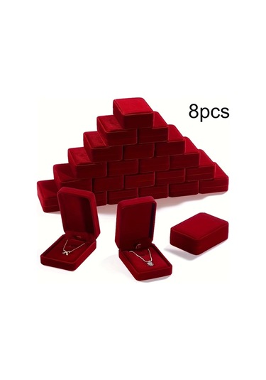 Willowhaven 8 Parça Kırmızı Kadife Mücevher Kutusu Kolye Küpe Saklama Kutusu