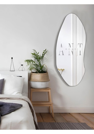 Nova Asimetrik Ayna, Boy Aynası, Duvar Aynası, Konsol Aynası 140 X 52 Gümüş Anthomenova Gümüş