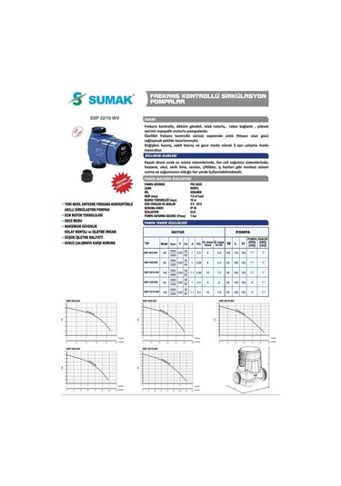 Sumak Ssp 32/10 Inv Fre. Pompa 180 Mm - 140 Watt - 1¼''