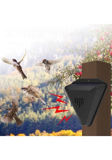 Vkemall Güneş Enerjili N911q Kuş Ve Hayvan Kovucu - Gündüz Zamanlı Ses Ve Işık Sistemi - Bahçe, Havuz, Tarlalar İçin Siyah