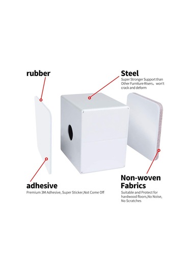 Qingmipy Masa Dolap Koltuk Yüksekliği Artırıcı Ayaklıklar - Kare 4 Adet 60x52mm Beyaz - Karbon Çelik Temel - Temizlik Ve Depolama Alanı Artırıcı