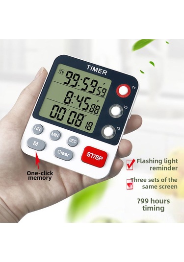 Teltree Ys-318 Üç Kanal Zamanlayıcı: Mutfak, Endüstri Ve Öğrencilere Uygun, Sessiz Mod, Kesilebilir Fonksiyonlu Hatırlatıcı